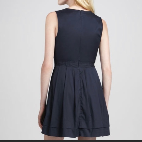 THEORY Calyxa Navy Pleated Dress Sz 2 - Picture 2 of 5